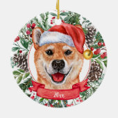 Shiba Inu Dog Custom Weihnachtsmannmütze Weihnacht Keramik Ornament (Hinten)