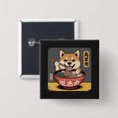 Shiba Inu Dog Eating Ramen Button (Vorne & Hinten)