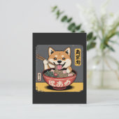 Shiba Inu Dog Eating Ramen Feiertagspostkarte (Stehend Vorderseite)