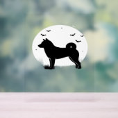 Shiba Inu Dog - Halloween Moon Silhouette Übergröß Acrylschild (Neutral)