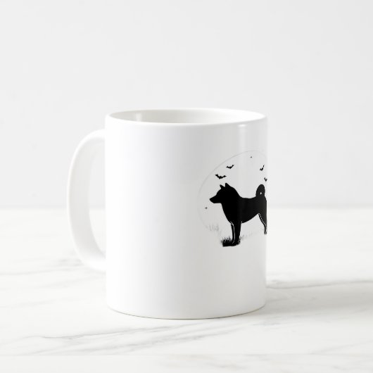 Shiba Inu Dog - Halloween Moon Silhouette Übergröß Kaffeetasse (Vorderseite Links)