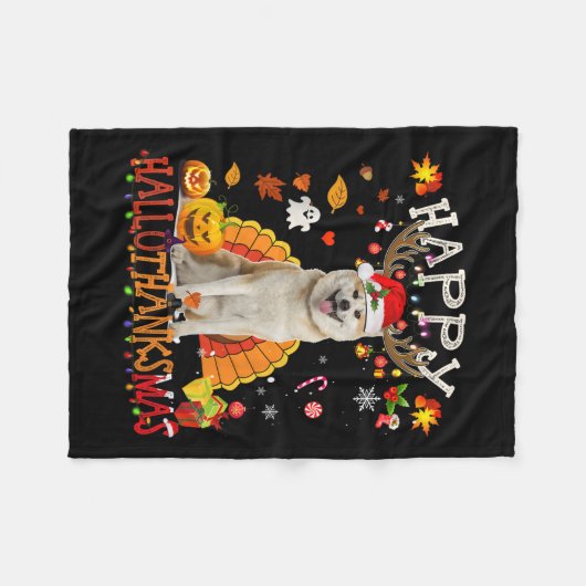 Shiba Inu Dog Halloween Weihnachtshund Happy Hallo Fleecedecke (Vorderseite (Horizontal))