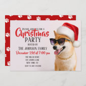 Shiba Inu dog in Santa Claus red hats Einladung (Vorne/Hinten)