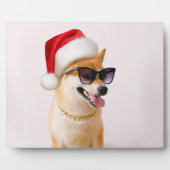 Shiba Inu dog in Santa Claus red hats Fotoplatte (Vorderseite)