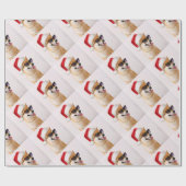 Shiba Inu dog in Santa Claus red hats Geschenkpapier (Flach)