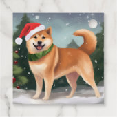 Shiba Inu Dog in Schnee Weihnachten Geschenkanhänger (Rückseite)