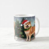 Shiba Inu Dog in Schnee Weihnachten Kaffeetasse (VorderseiteRechts)