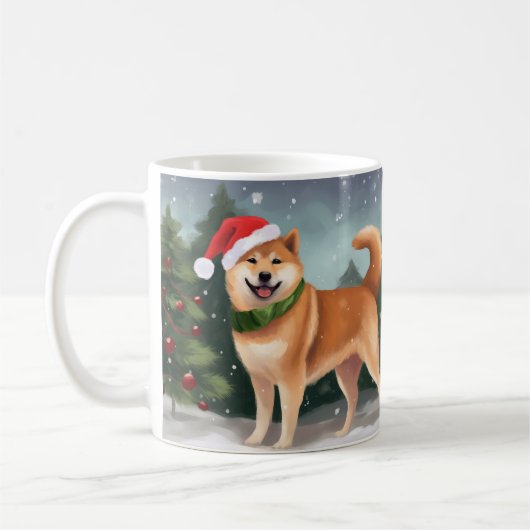 Shiba Inu Dog in Schnee Weihnachten Kaffeetasse (Links)