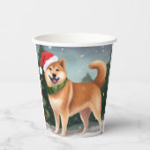 Shiba Inu Dog in Schnee Weihnachten Pappbecher (Vorderseite)