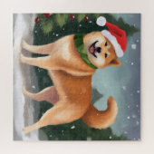 Shiba Inu Dog in Schnee Weihnachten Puzzle (Horizontal)