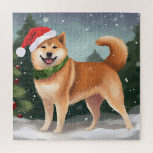 Shiba Inu Dog in Schnee Weihnachten Puzzle