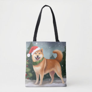 Shiba Inu Dog in Schnee Weihnachten Tasche