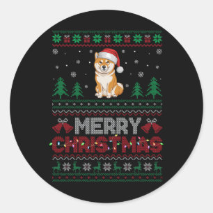 Shiba Inu Dog Lovers Weihnachtsmannmütze Weihnacht Runder Aufkleber