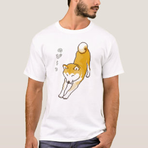 Shiba Inu Dog mit einem Pixelart T-Shirt