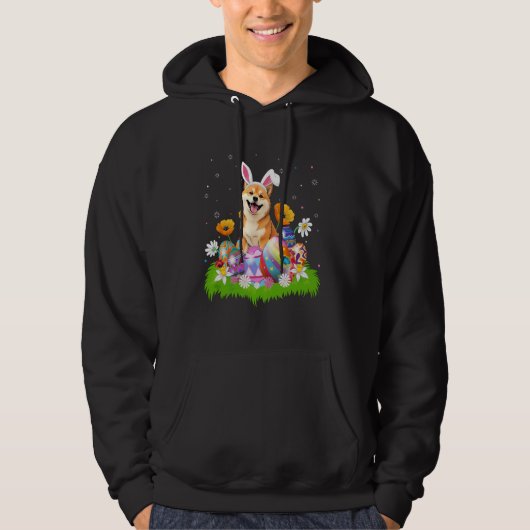 Shiba Inu Dog Ostereier Hunt Sonniges Ostersonne Hoodie (Vorderseite)