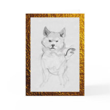 Shiba Inu Dog Portrait Pet Ink Wash Painting card