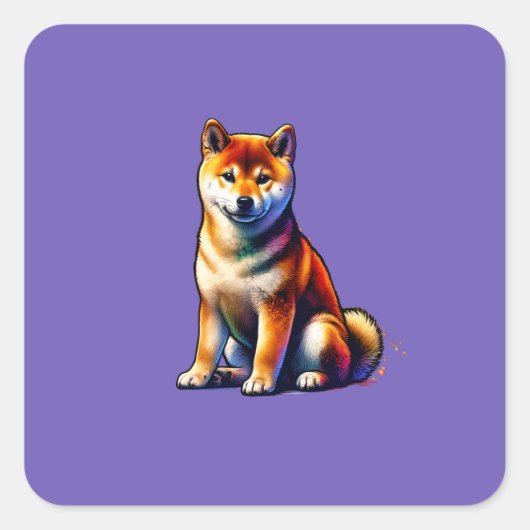 Shiba Inu Dog Quadratischer Aufkleber (Vorderseite)