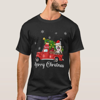 Shiba Inu Dog Riding Red Truck Weihnachten T-Shirt