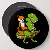 Shiba Inu Dog Riding T-Rex Dinosaur Button (Vorne & Hinten)