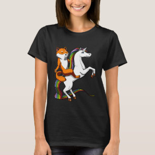 Shiba Inu Dog Riding Unicorn Funny Girls Jungen Ki T-Shirt