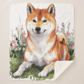 Shiba Inu Dog Sherpa Blanket Wasserfarbdesign Sherpadecke (Vorderseite)