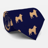 Shiba Inu Dog Silhouetten Muster Navy Blue Krawatte (Gerollt)