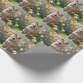 Shiba Inu Dog Spring Flowers Malerei Geschenkpapier (Ecke)