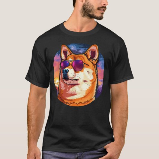 Shiba Inu Dog Sunglasses T-Shirt (Vorderseite)