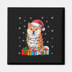 Shiba Inu Dog Ugly Xmas Lights Santa Shiba Inu Dog Magnet