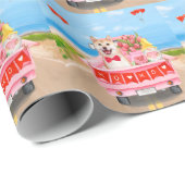 Shiba Inu Dog Valentine's Day Lkw Herz Geschenkpapier (Rolleneckpunkt)