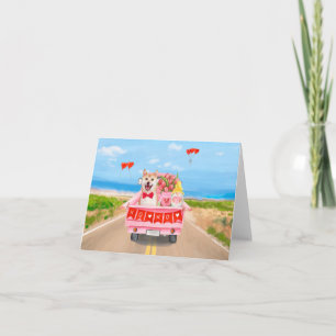 Shiba Inu Dog Valentine's Day Lkw Herz Karte