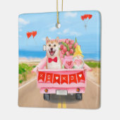 Shiba Inu Dog Valentine's Day Lkw Herz Keramikornament (Links)