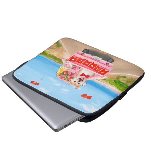 Shiba Inu Dog Valentine's Day Lkw Herz Laptopschutzhülle (Vorne Knopf)