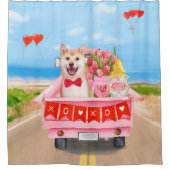 Shiba Inu Dog Valentine's Day Truck Duschvorhang (Vorderseite)