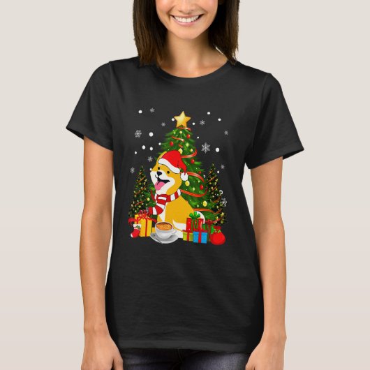 Shiba Inu Dog Weihnachten ist Kaffee Light Tree We T-Shirt (Vorderseite)