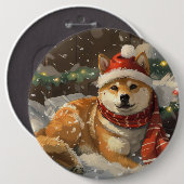 Shiba Inu Dog Weihnachtsfest Button (Vorne & Hinten)