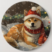 Shiba Inu Dog Weihnachtsfest Button (Vorderseite)