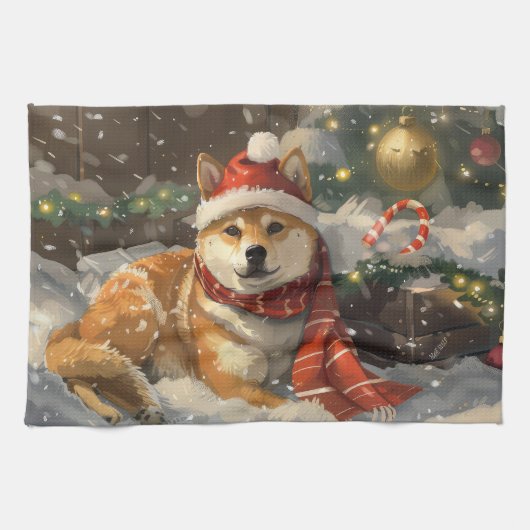 Shiba Inu Dog Weihnachtsfest Geschirrtuch (Horizontal)