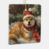 Shiba Inu Dog Weihnachtsfest Keramikornament (Rechts)