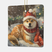 Shiba Inu Dog Weihnachtsfest Keramikornament (Links)