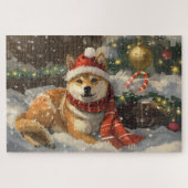 Shiba Inu Dog Weihnachtsfest Puzzle (Horizontal)