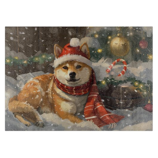 Shiba Inu Dog Weihnachtsfest Schneidebrett (Vorderseite)
