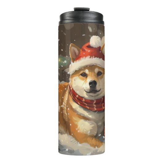 Shiba Inu Dog Weihnachtsfest Thermosbecher (Vorderseite)