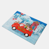 Shiba Inu Dog Weihnachtswagen Schnee Fußmatte (Schrägansicht)