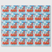 Shiba Inu Dog Weihnachtswagen Schnee Geschenkpapier (Flach)