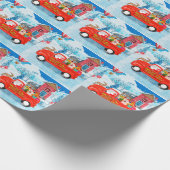 Shiba Inu Dog Weihnachtswagen Schnee Geschenkpapier (Ecke)