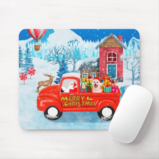 Shiba Inu Dog Weihnachtswagen Schnee Mousepad (Mit Mouse)