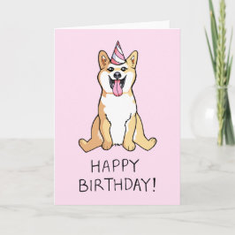 Shiba Inu Dog Zeichnend Happy Birthday Card Karte