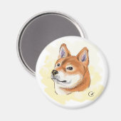 Shiba Inu Dog Zeichnend Magnet (Vorderseite/Rückseite)