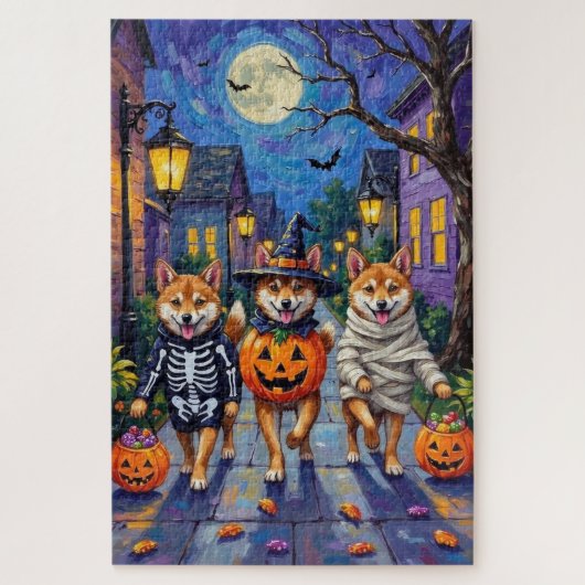 Shiba Inu Dogs in Halloween Costumes Puzzle (Vertikal)